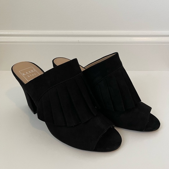 Kaari Blue - peep toe suede black heels - Women’s Size 9.5 - Picture 4 of 12